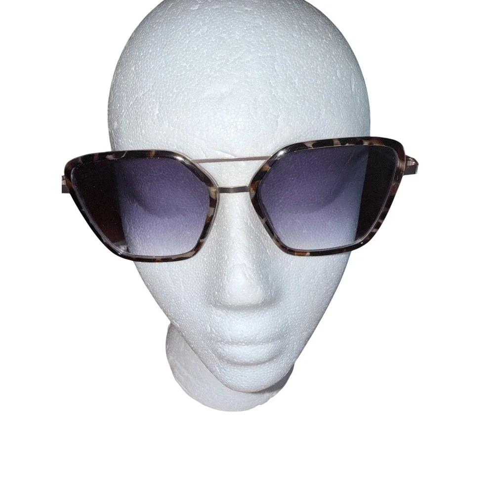 Geometric Tortoiseshell Cat Eye Sunglasses Double Bridge Gradient Lens UT 22 02
